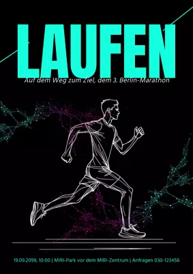 Werbung für einen einfachen Firmenmarathon in Schwarz und Minze