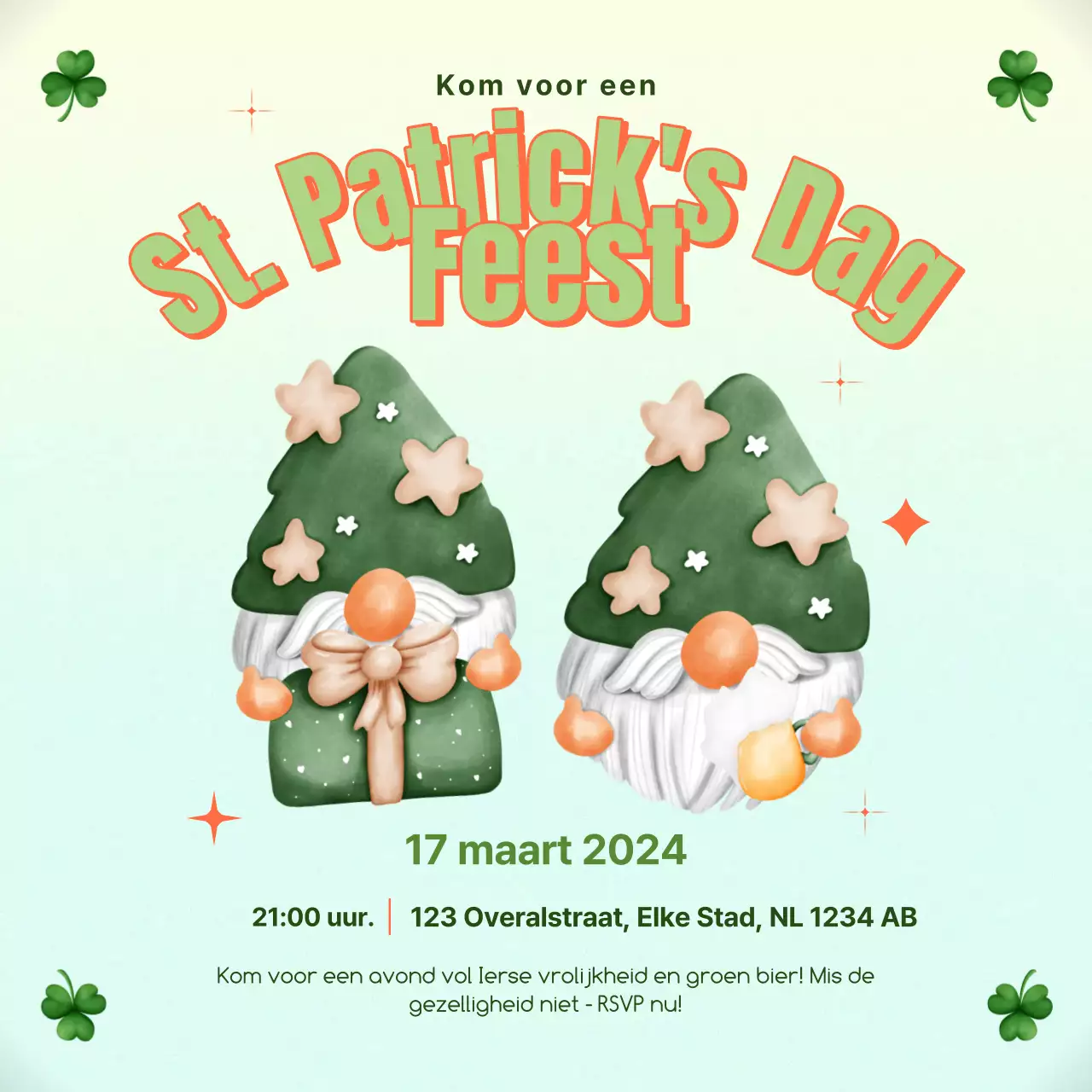 Uitnodiging voor St. Patrick Day met groen kleurverloop