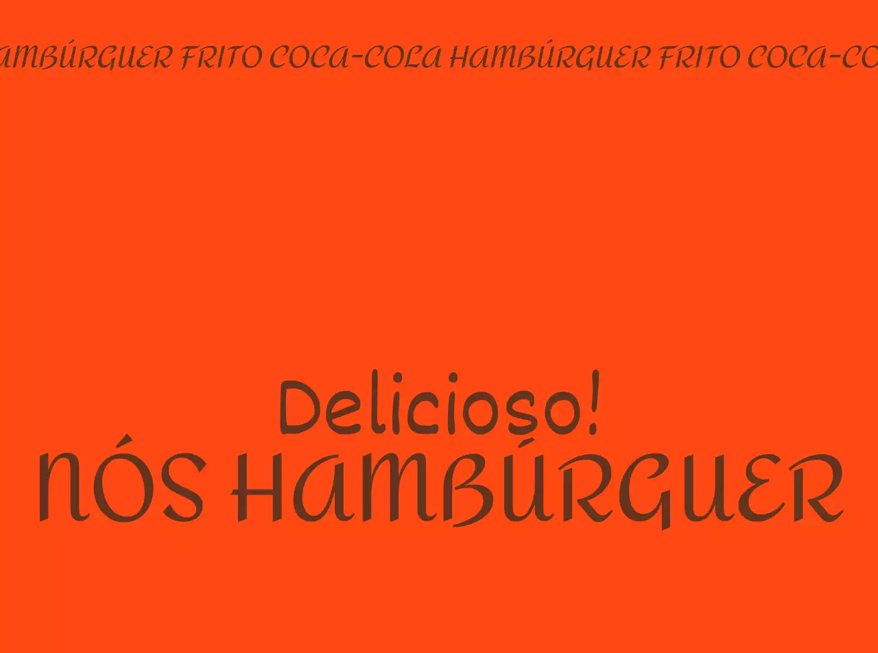 Fundo laranja texto castanho promoção de hambúrguer