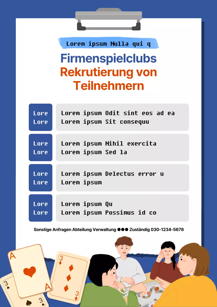 Orange und marineblaue Vintage-Club Rekrutierung Bekanntmachung