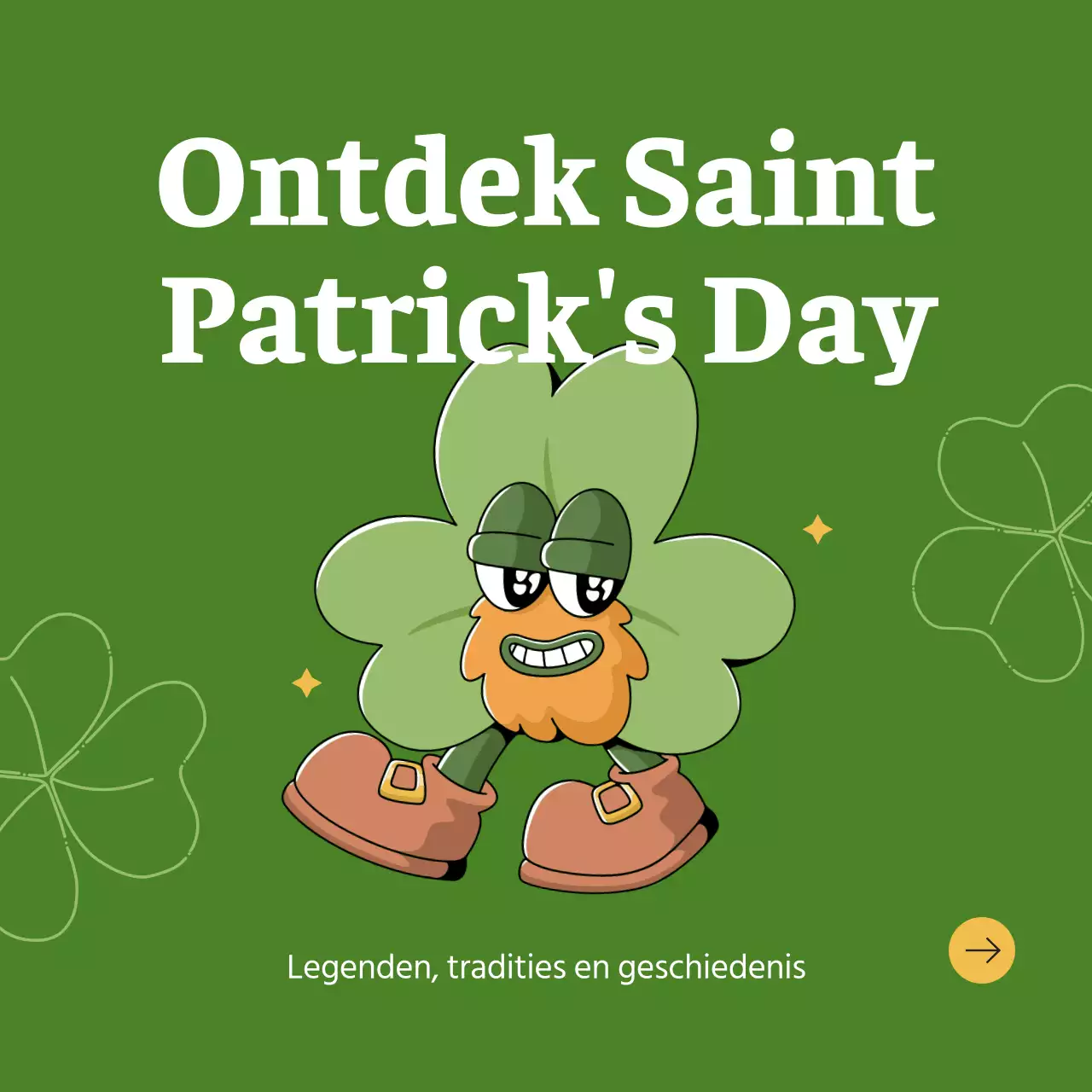 Groen en beige eenvoudig verhaal voor St. Patrick Day Publiciteit