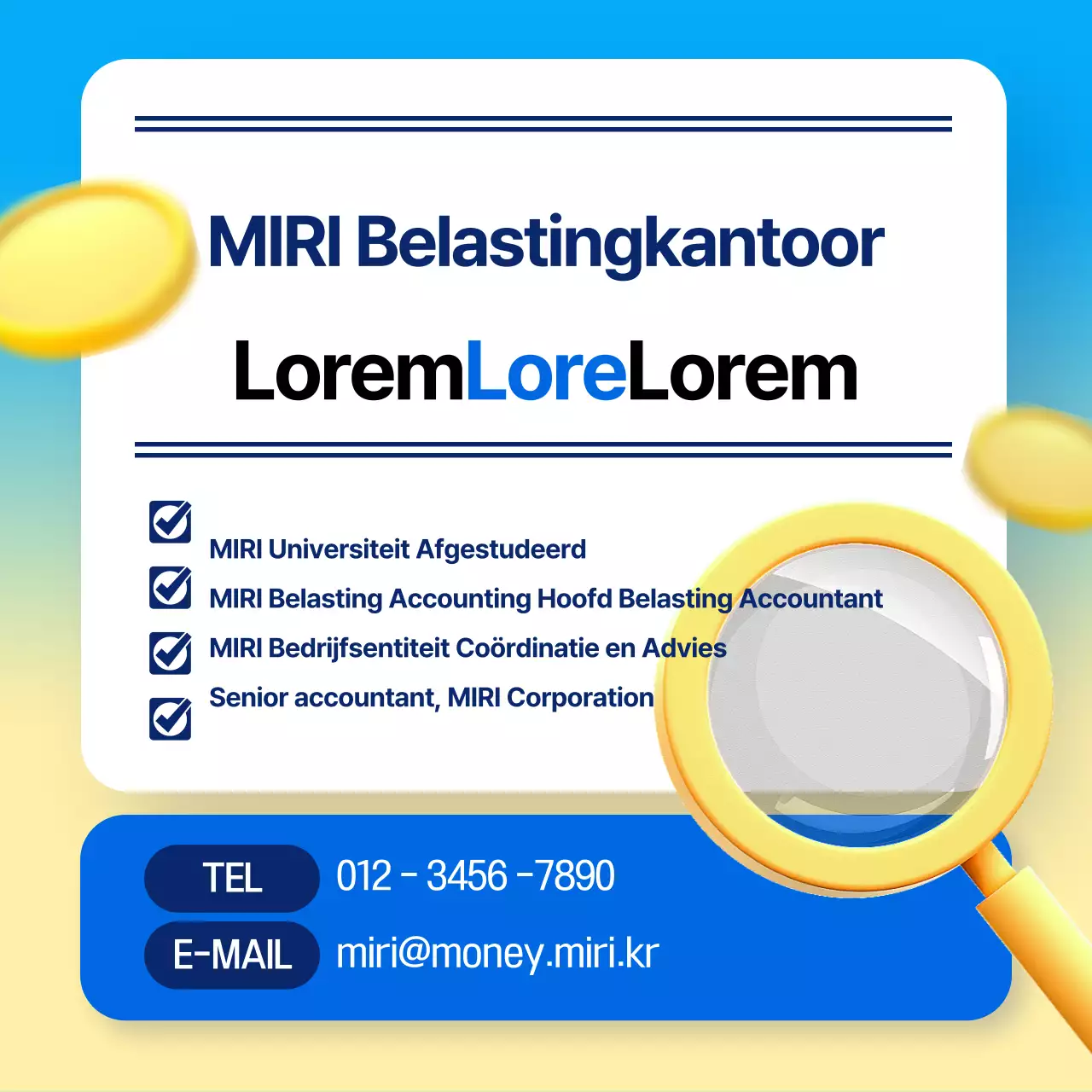 Eenvoudige informatie over belastingschema's in blauw en geel