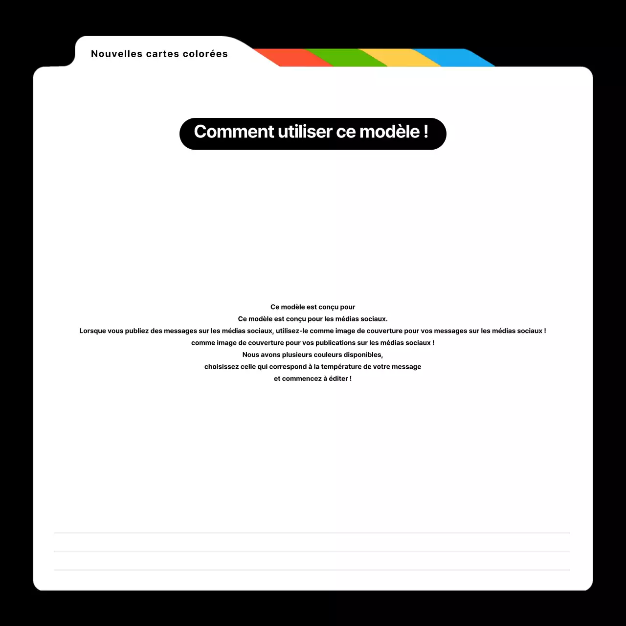 Une couverture de média social simple et colorée avec des couleurs noires et arc-en-ciel.