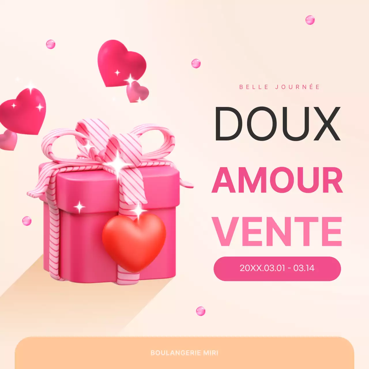 Promouvoir une jolie vente pour la Journée blanche en rose et beige