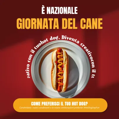 Pubblicità minimale rossa e gialla per la Giornata dell'Hot Dog