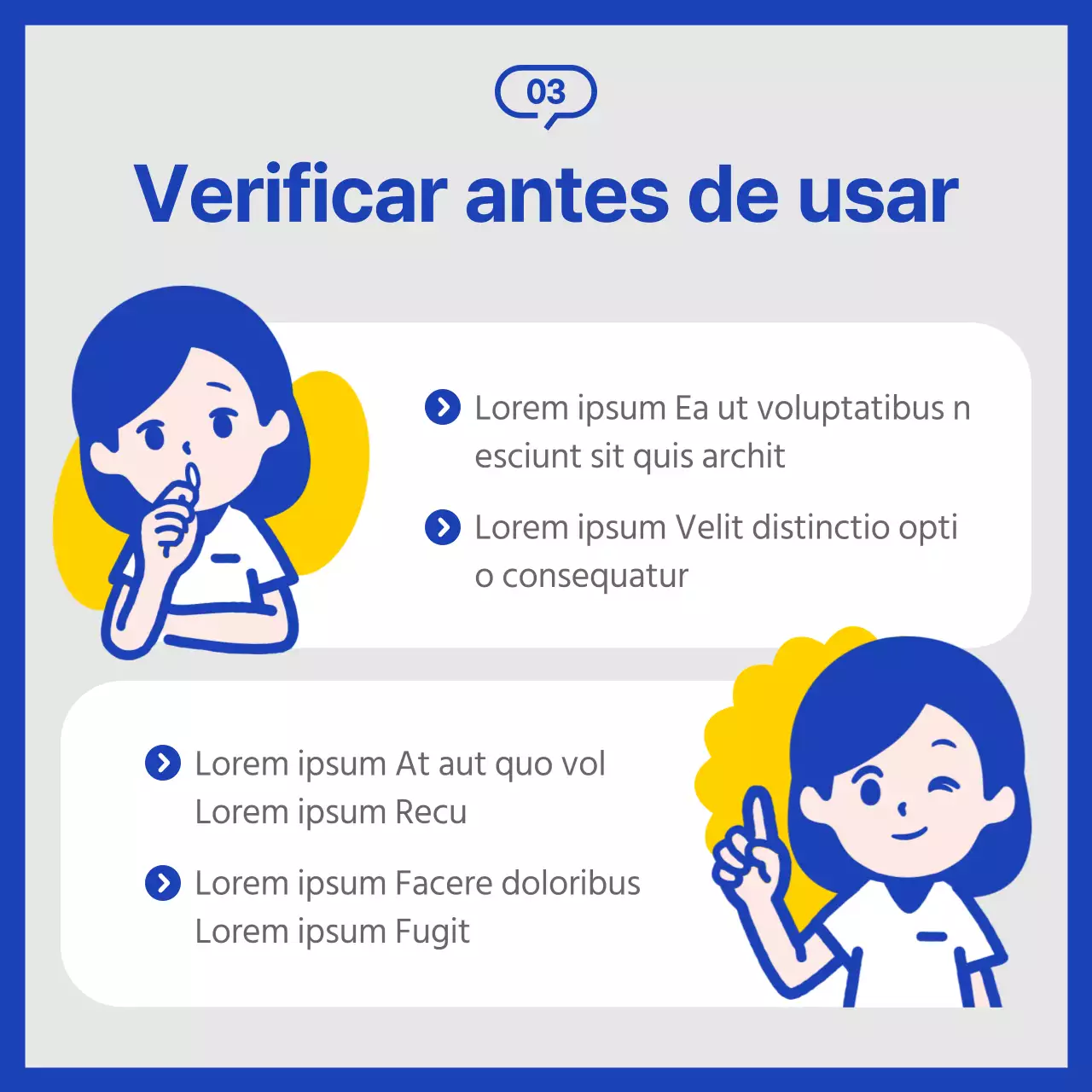 Una sencilla guía amarilla y azul marino para utilizar el servicio de asistencia técnica