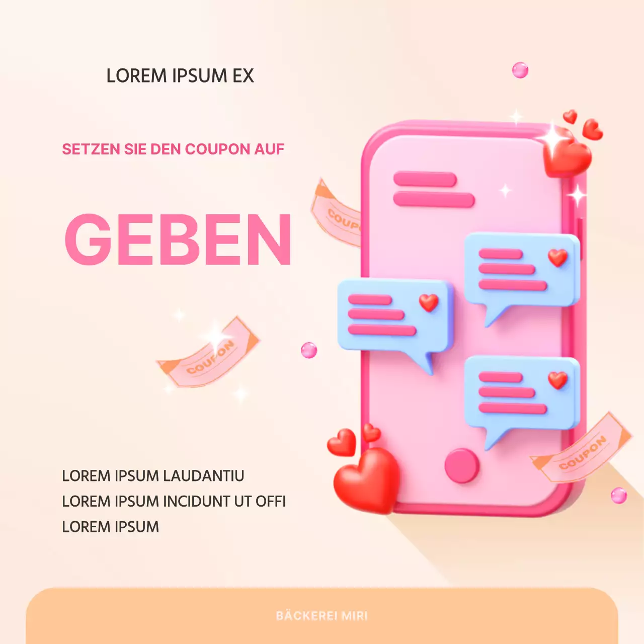 Werbung für einen hübschen Ausverkauf zum Weißen Tag in Rosa und Beige