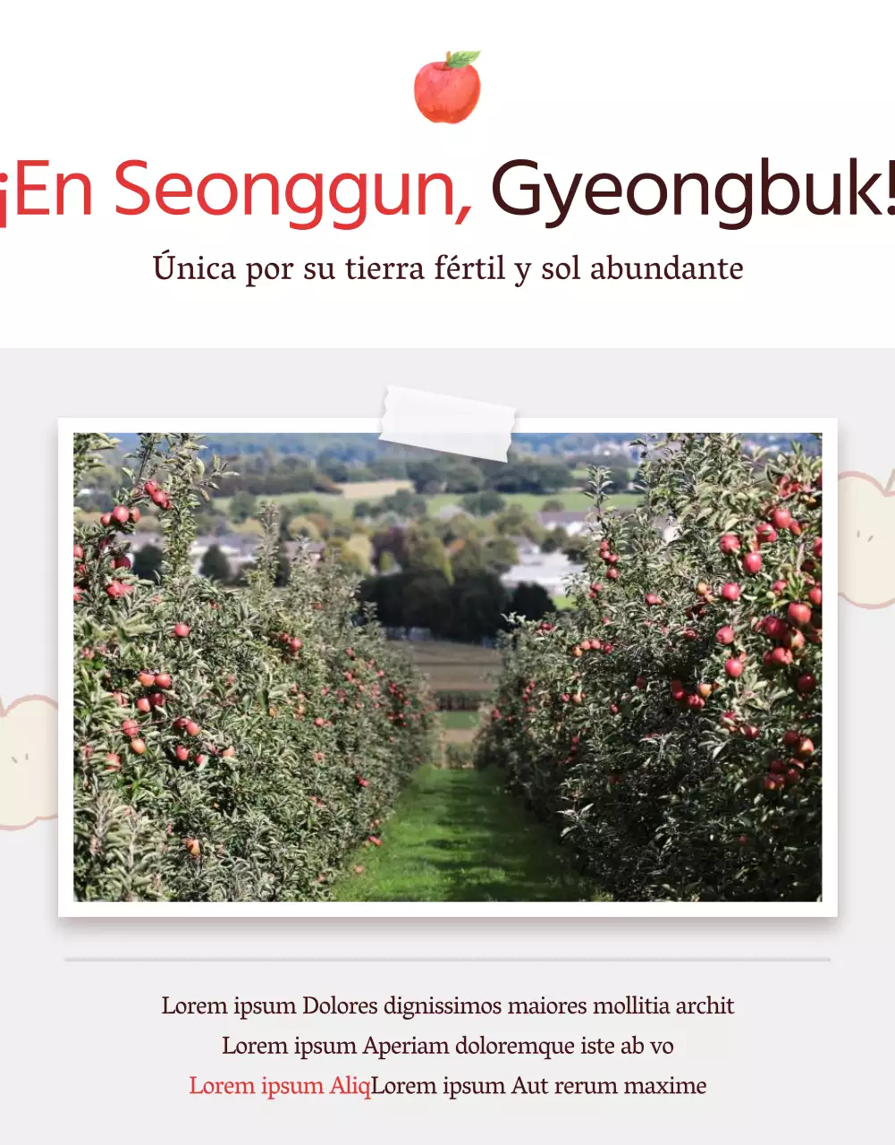 Promover la venta de manzanas de concepto natural rojas y grises