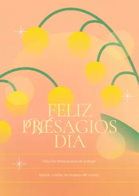 Un geométrico post de celebración del Día de la Mujer en naranja y amarillo