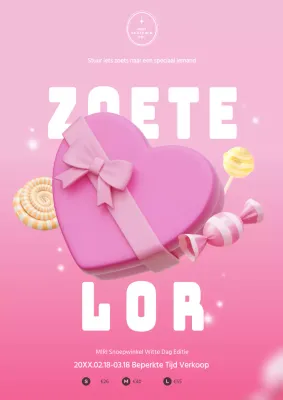Witte Dag cadeauposter in roze