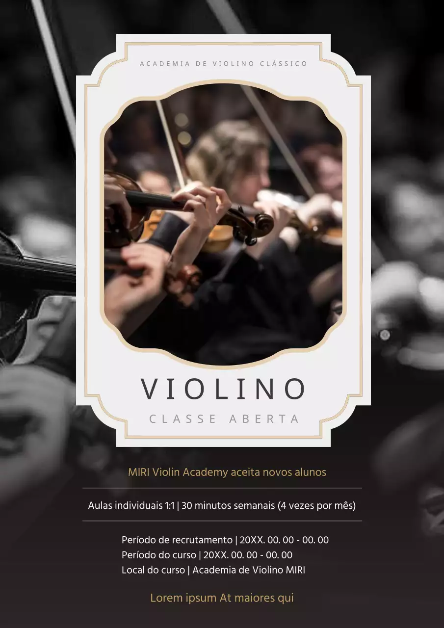 Procura-se estudantes de violino clássico em preto e marfim