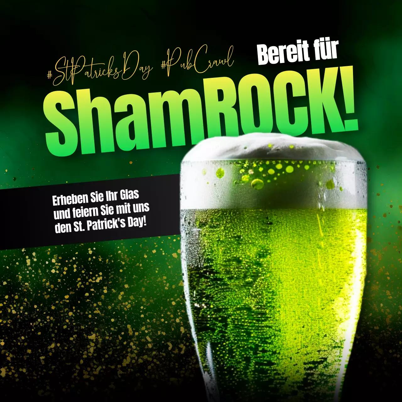 Grünes Festbier-Feier-Poster für den St. Patrick's Day