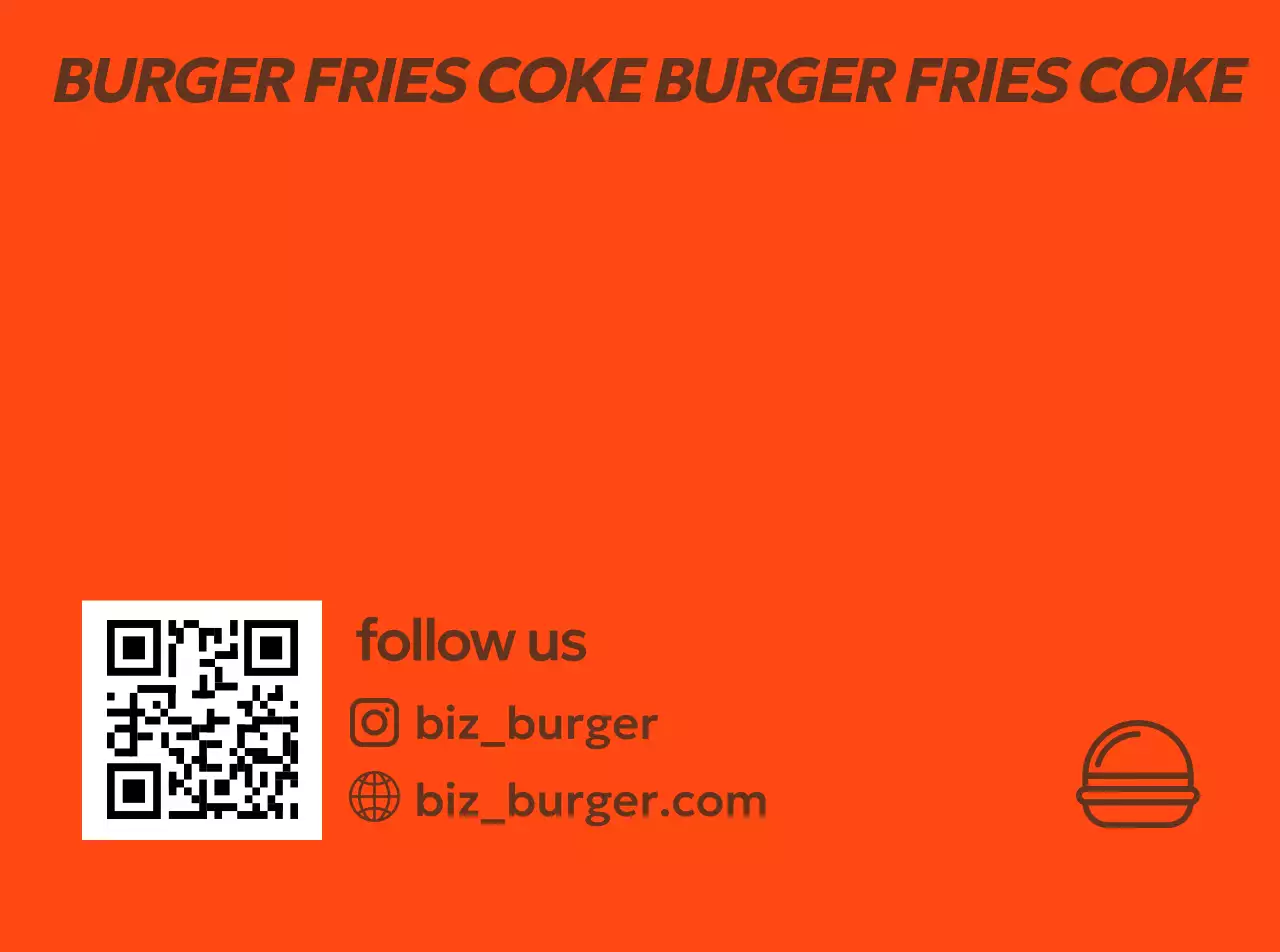 オレンジ色の背景に茶色の文字でバーガーを宣伝