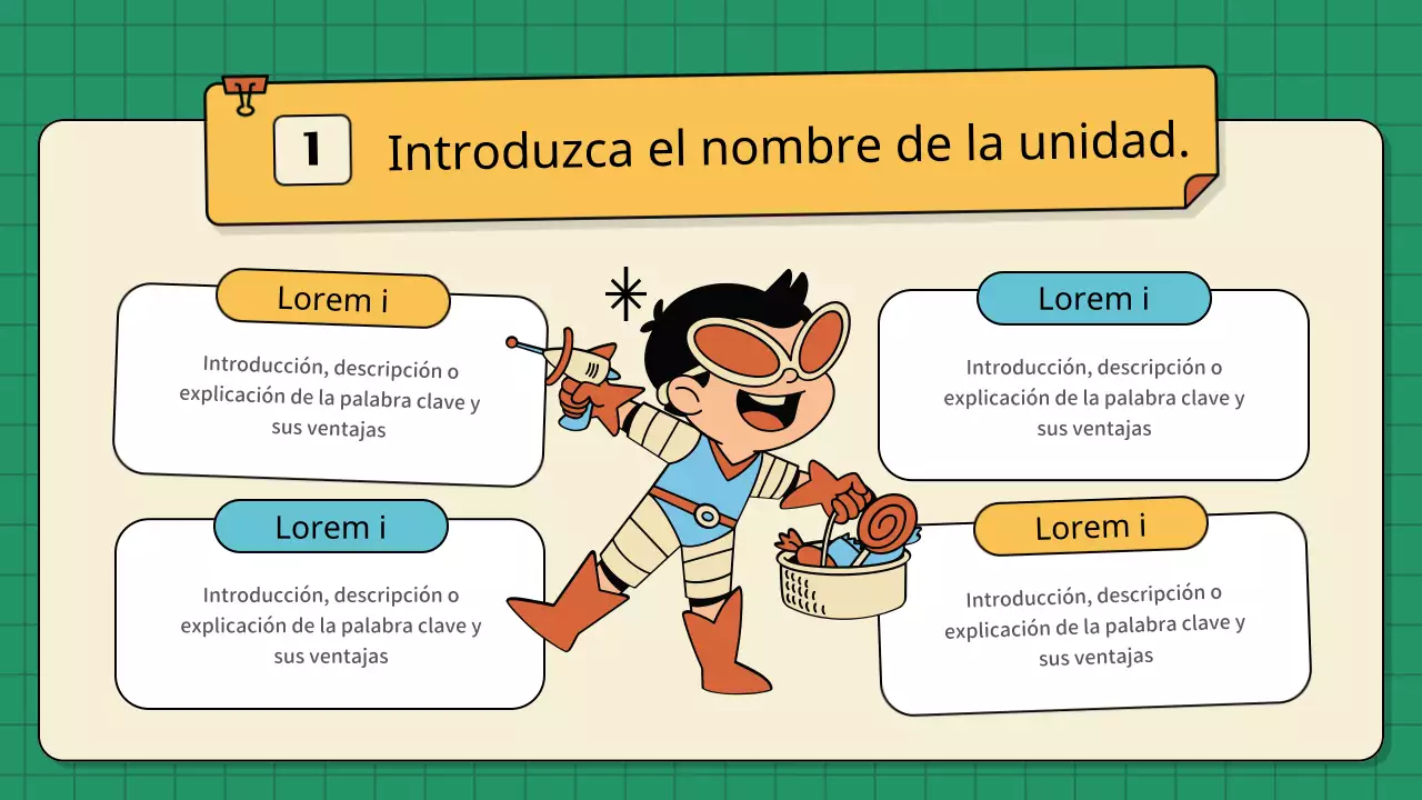 Planes de lecciones infantiles vintage en verde y amarillo