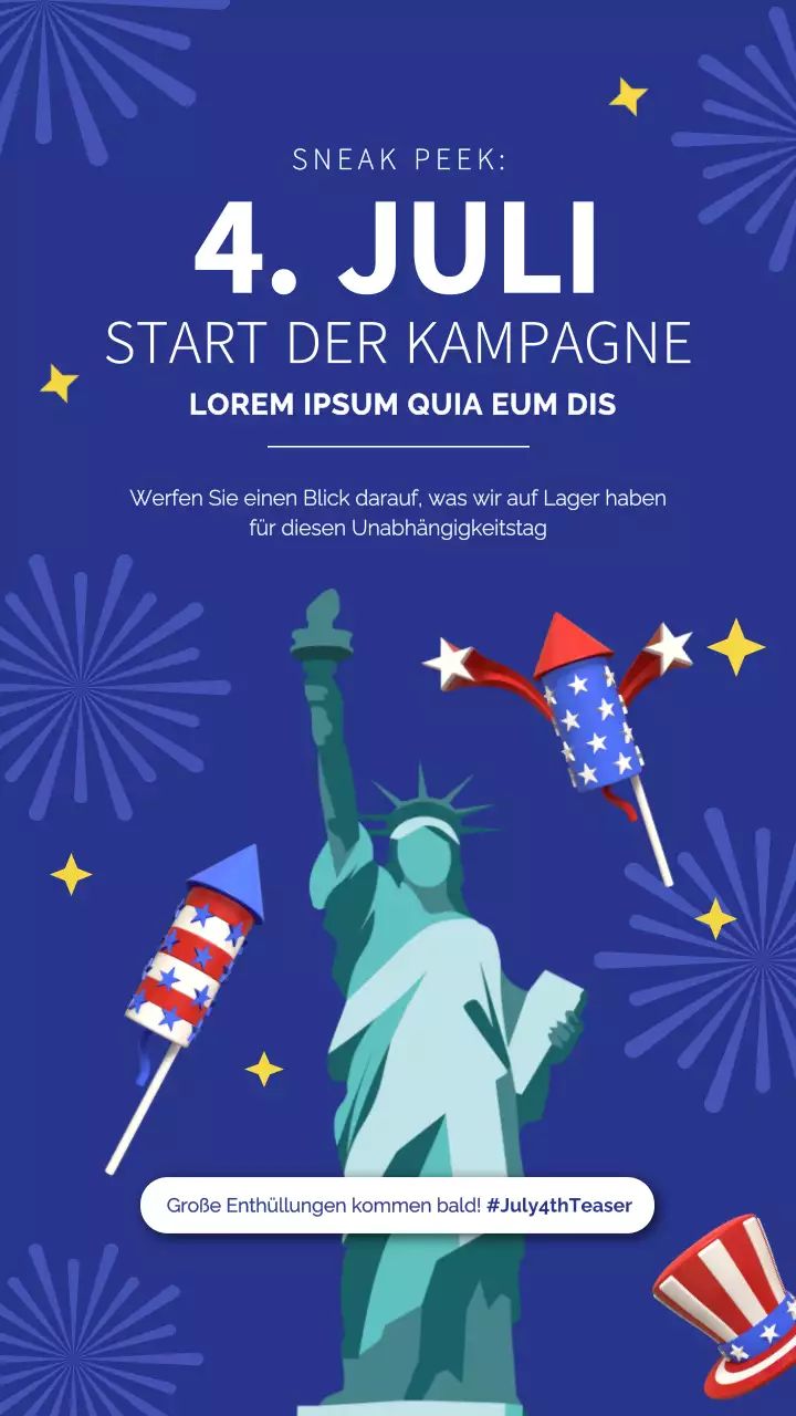 Attraktive blau-weiße Fourth of July Verkaufsanzeigen