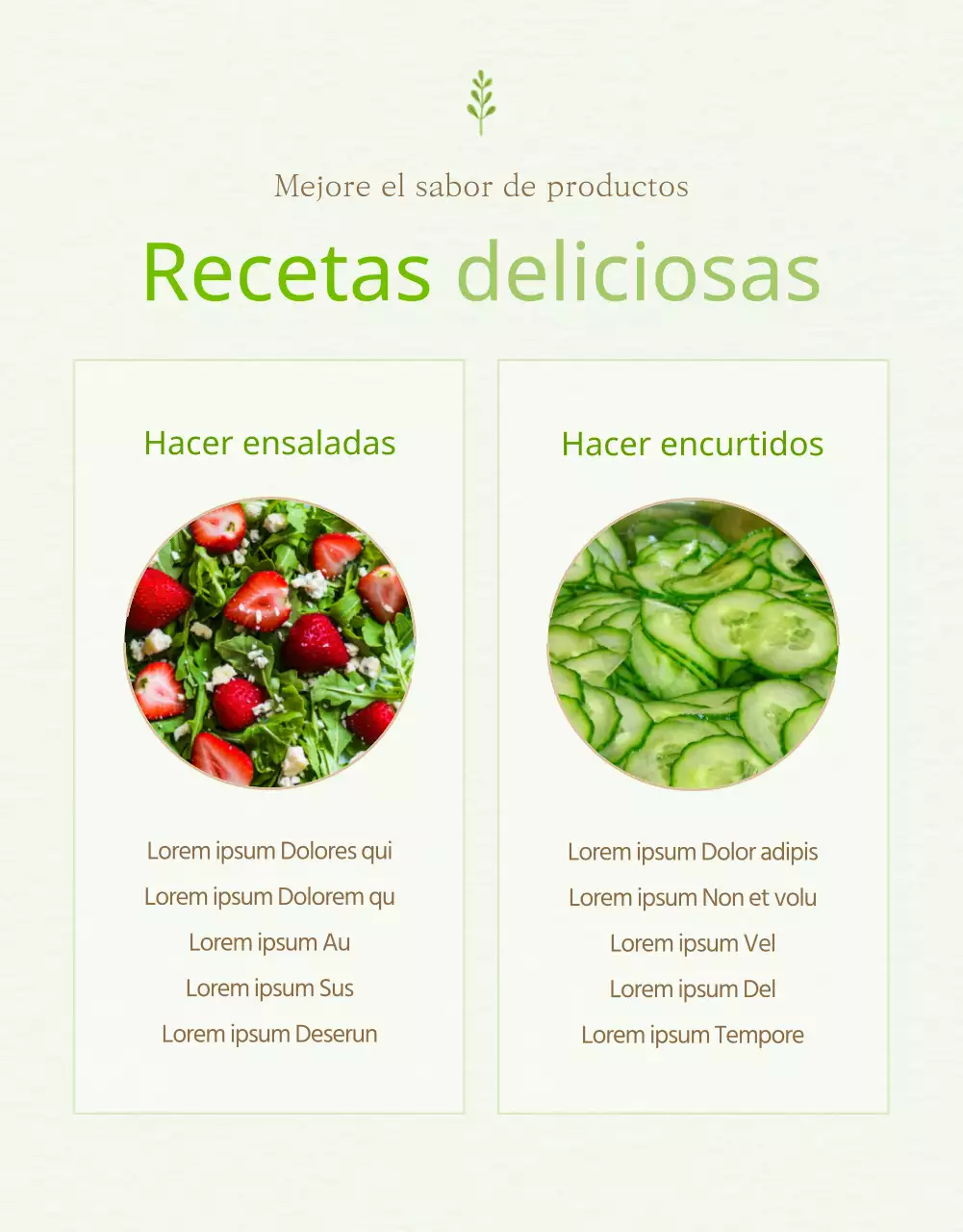 Explicación de los productos verdes y amarillos a la venta