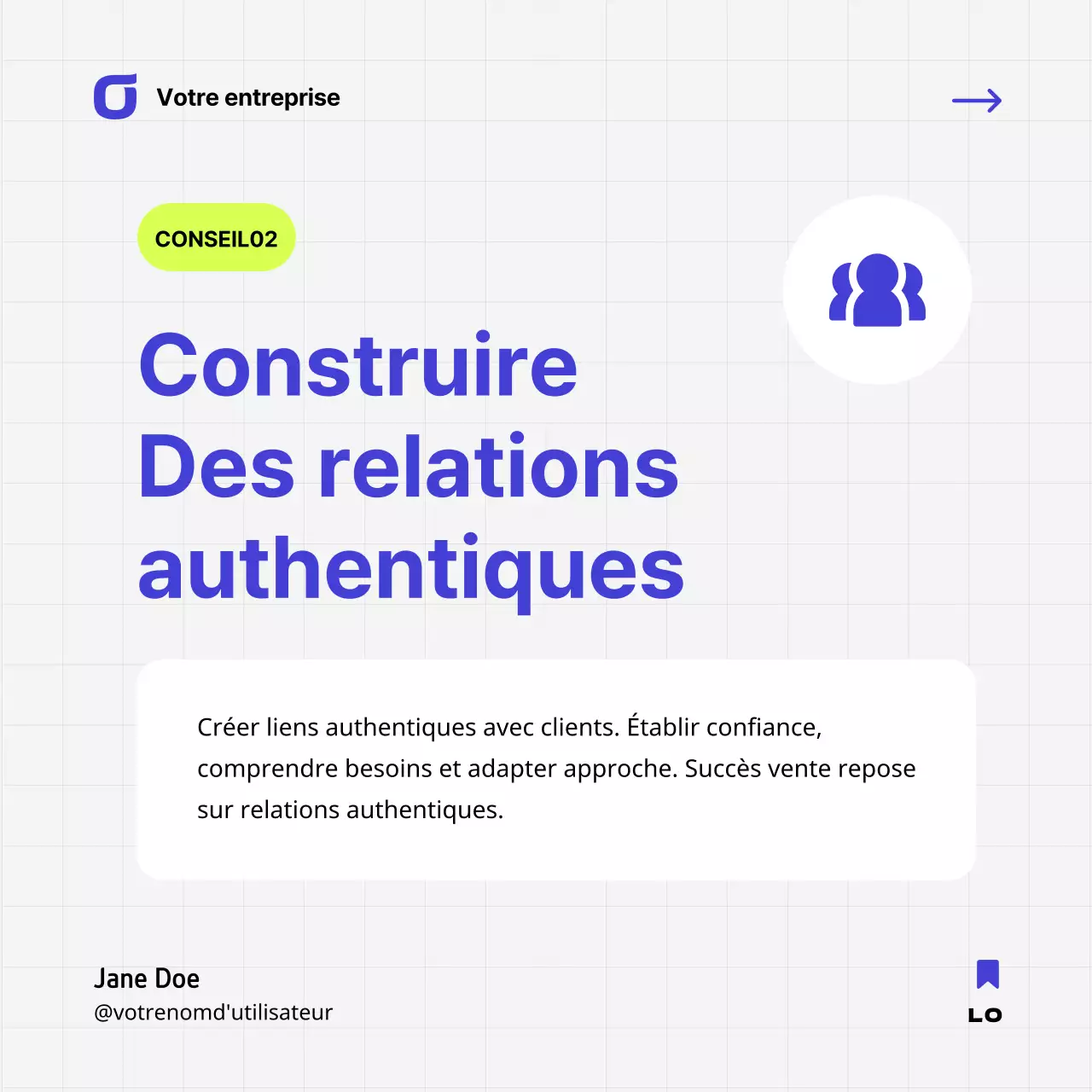 Conseils d'affaires géométriques bleus et néon Publicité