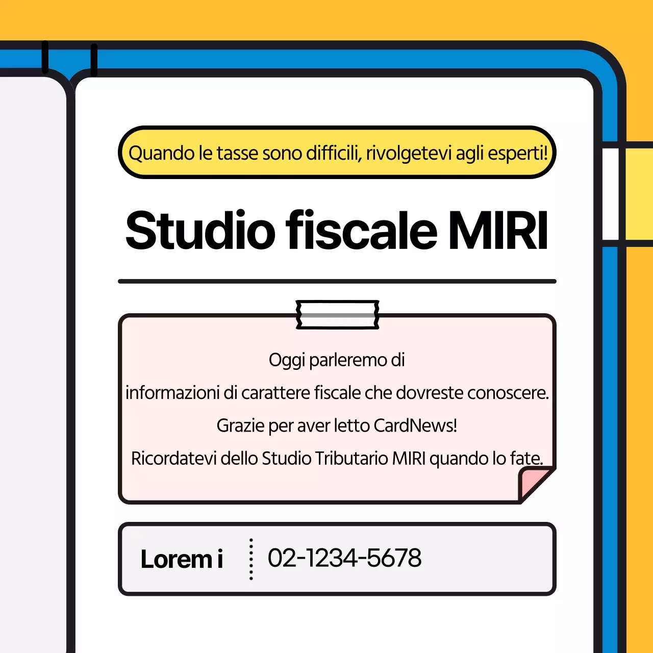 Un tenero omino delle tasse blu e giallo e una rapida occhiata alla vostra agenda fiscale.