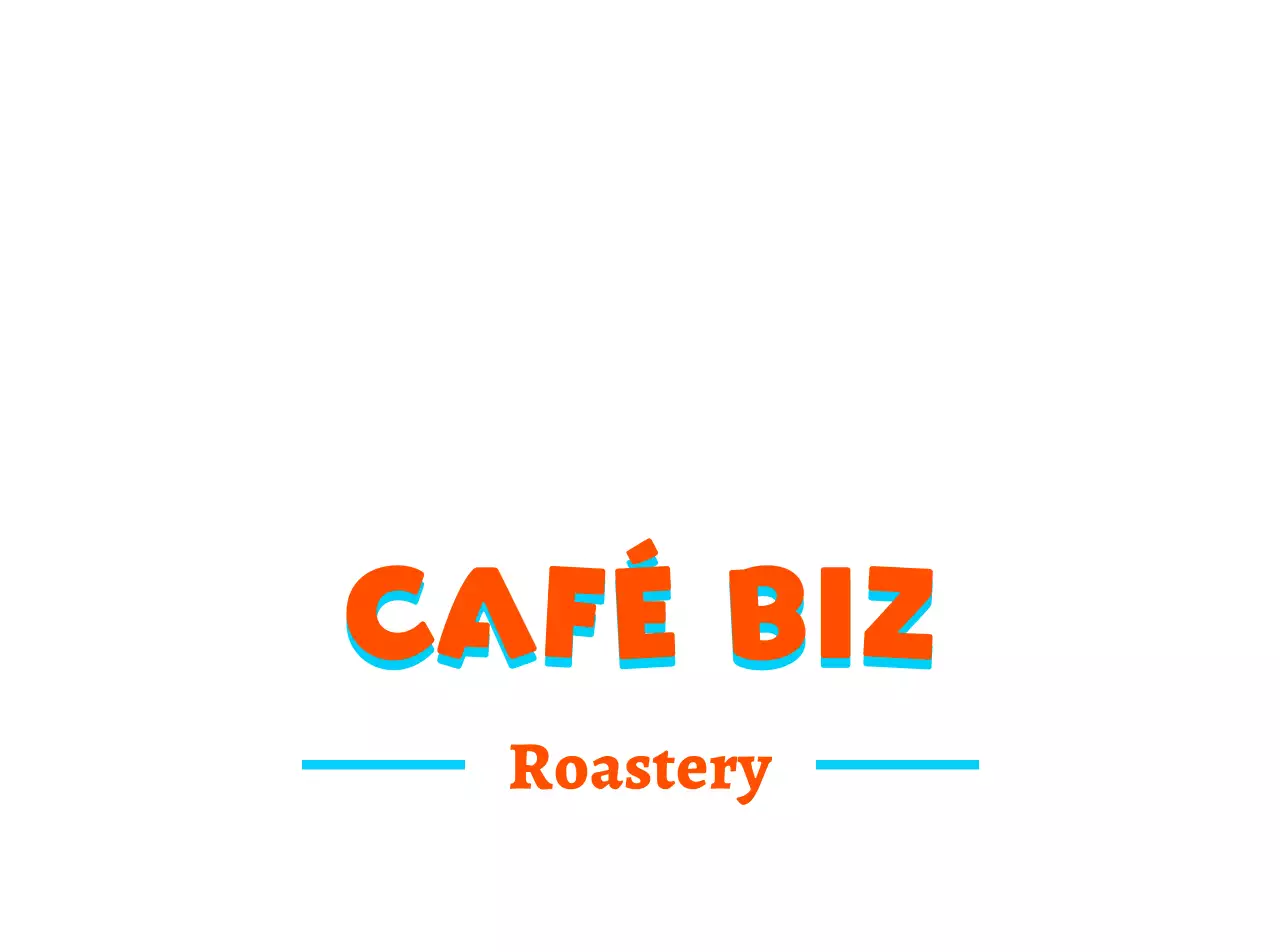 Texte rouge bleu audit du logo du café