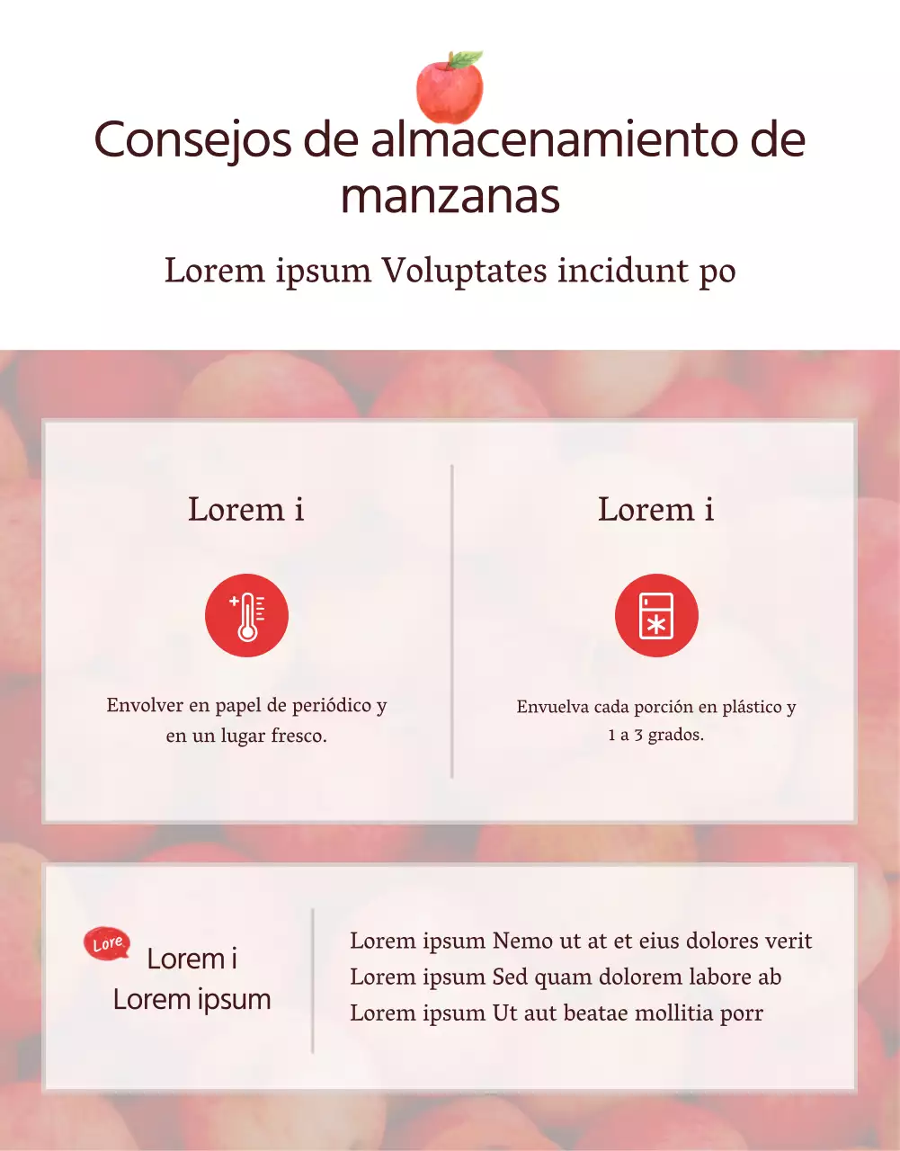 Promover la venta de manzanas de concepto natural rojas y grises