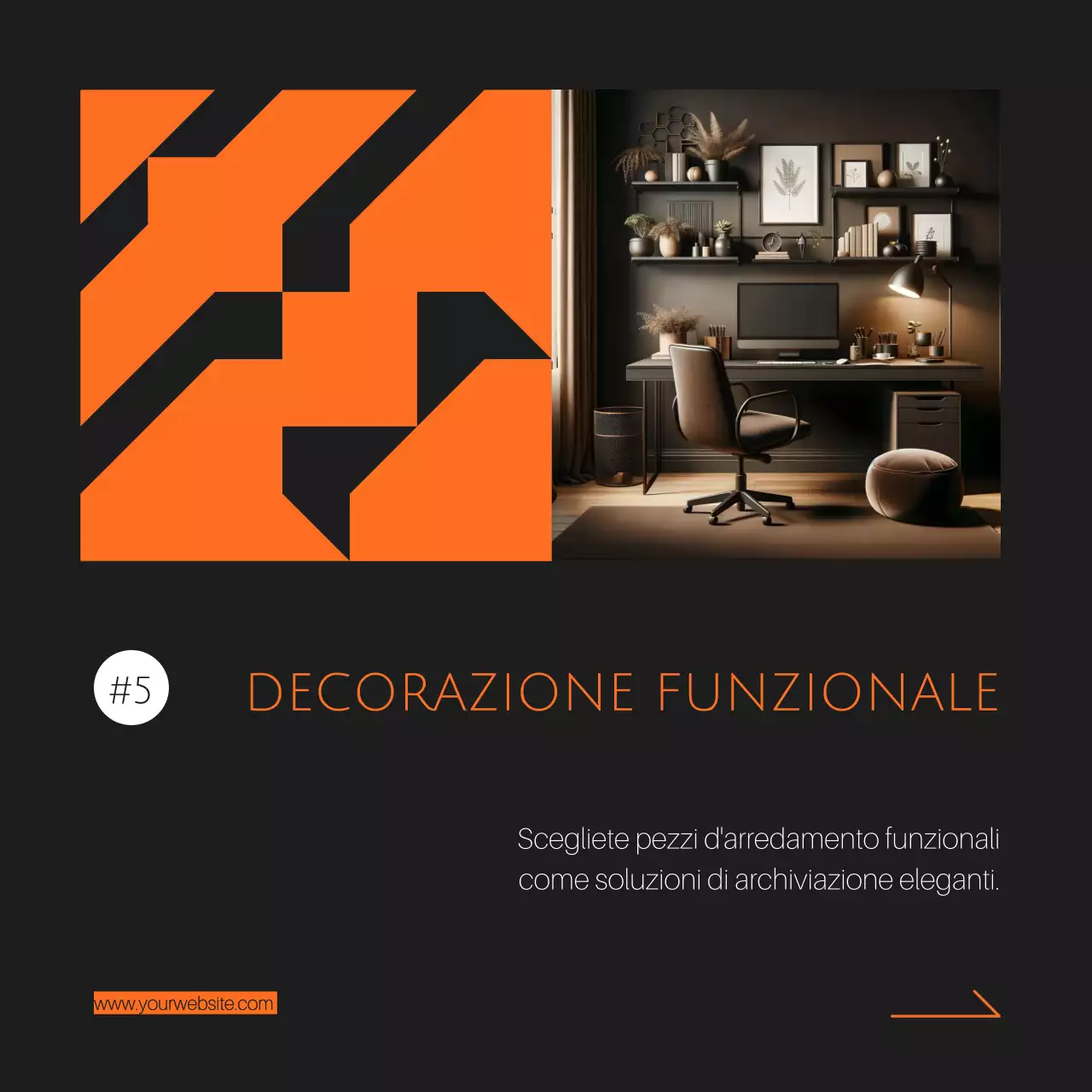 Nero arancione Elegante Guida alle idee per l'arredamento della casa