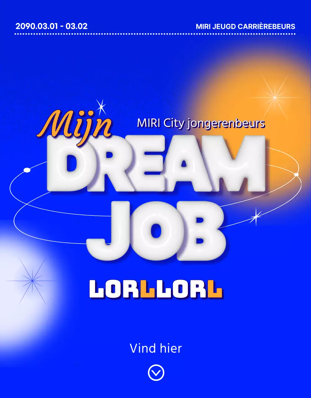 Een op blauw en oranje sci-fi geïnspireerde carrièrebeurs promoten