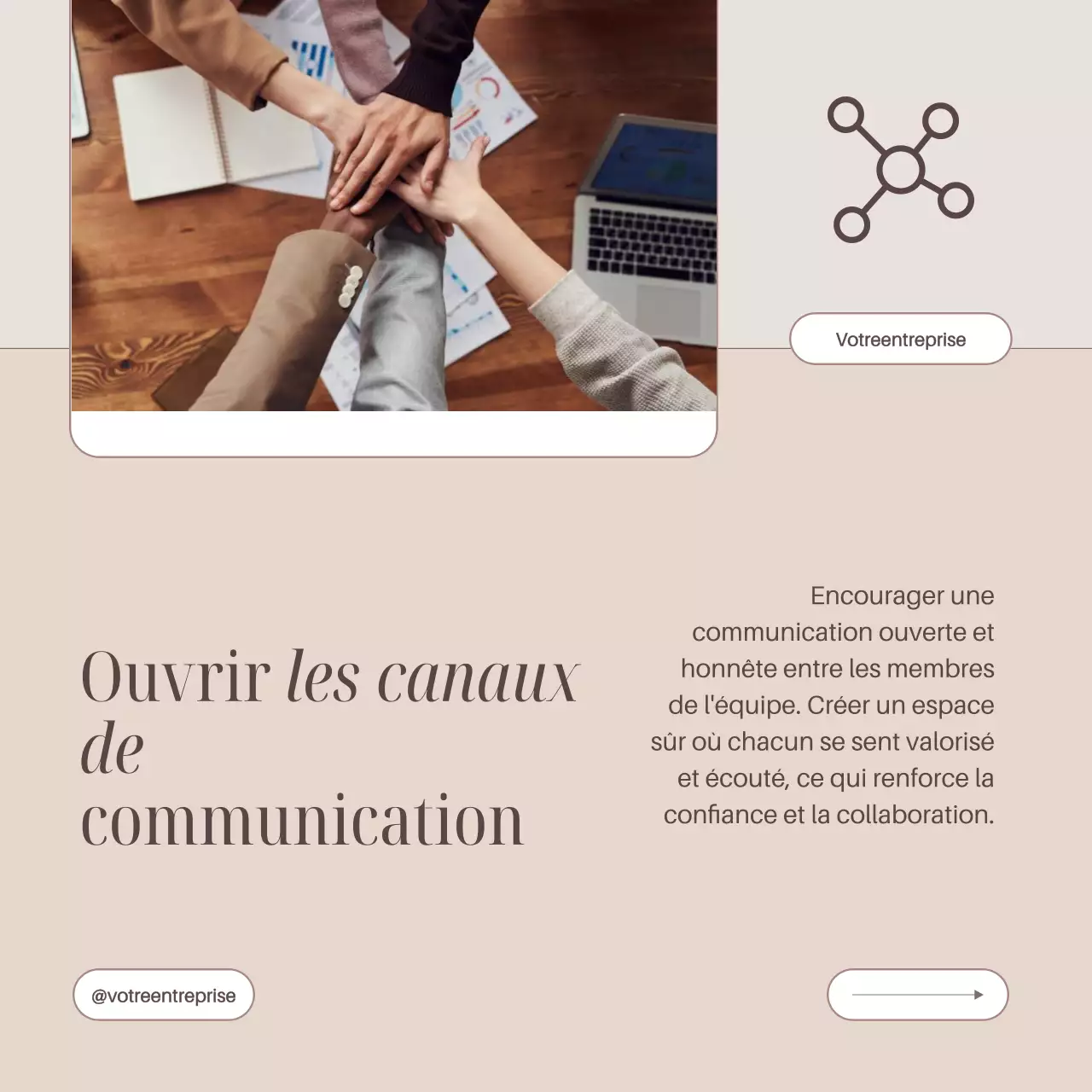 Guide de construction d'équipe dans un bureau beige et brun