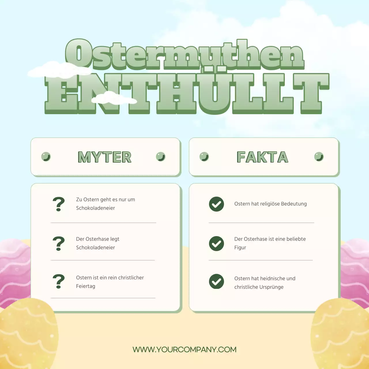 Himmelblaue und grüne Fantasie Ostermythen und Fakten Werbung