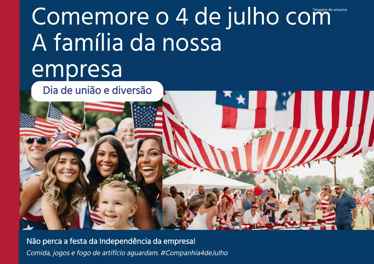 Aviso de evento simples de 4 de julho da Marinha e do Vermelho