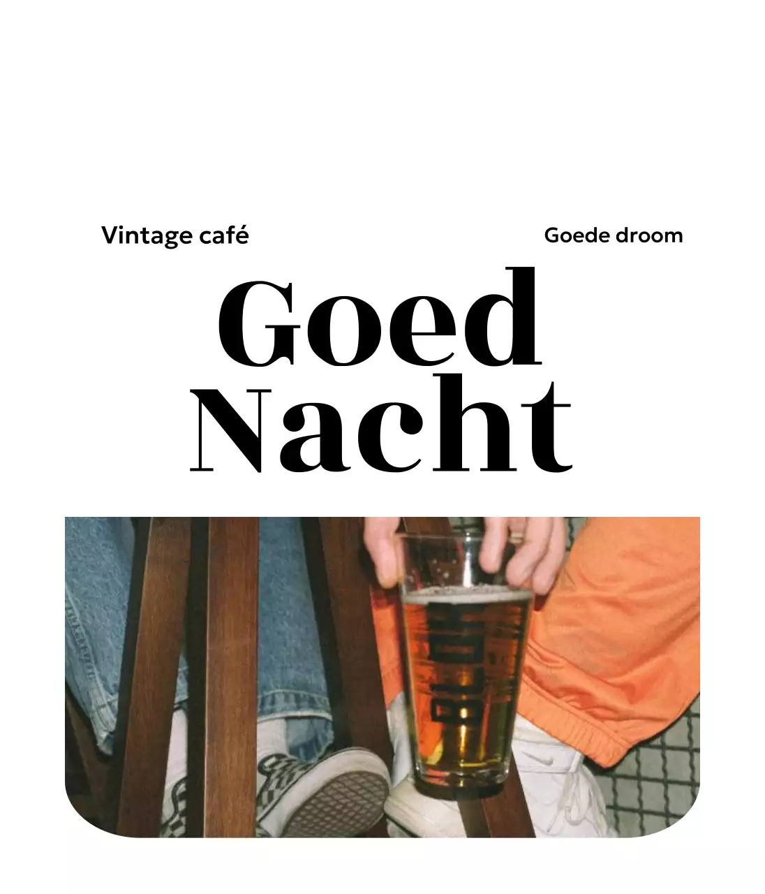 Op vintage geïnspireerde merchandise met foto's en schreefletters in ronde vierkanten