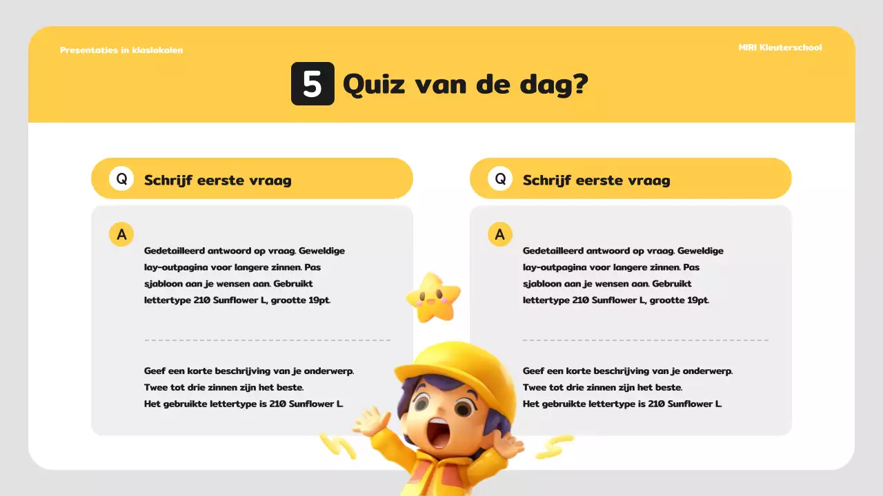 Eenvoudig lesplan voor kleuters in geel en wit