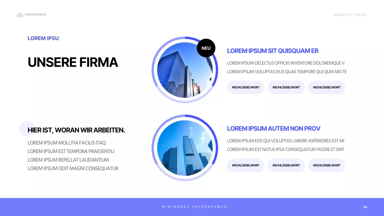 Ein einfaches blaues und lilafarbenes Anschreiben für ein Unternehmen