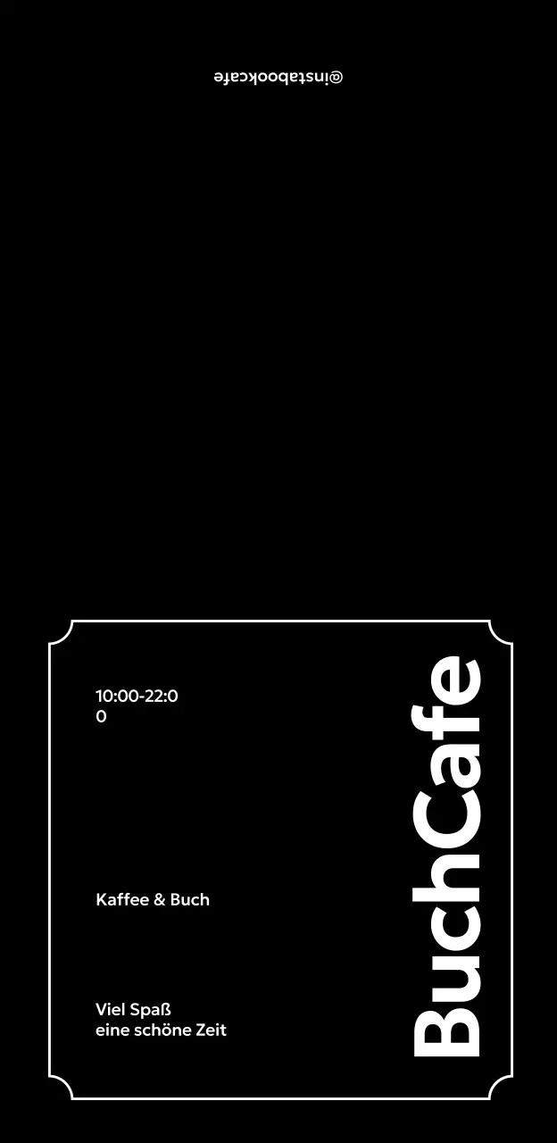 Ein einfaches Buchcafé mit schwarzem Hintergrund und weißen Rändern sowie Kaffee- und Buchillustrationen