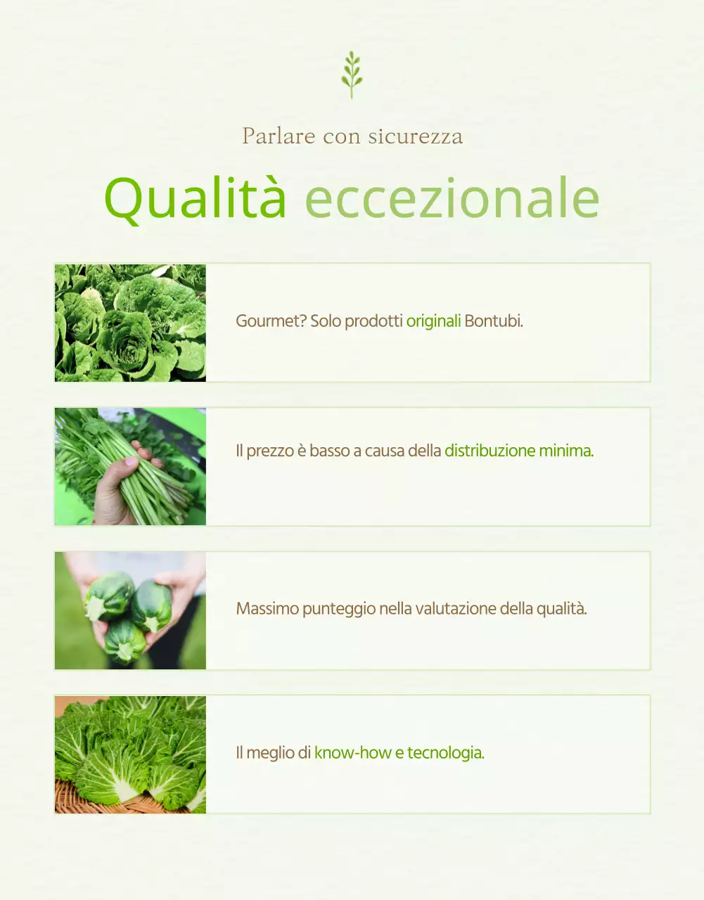 Spiegazione dei prodotti verdi e gialli in vendita