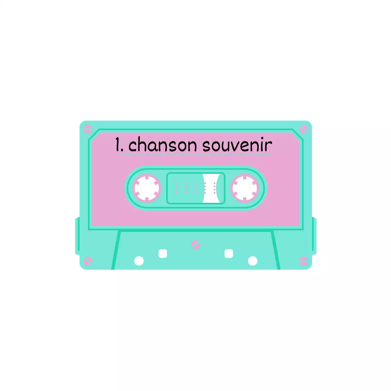 Produits vintage kitsch avec cassettes et polices de caractères manuscrites