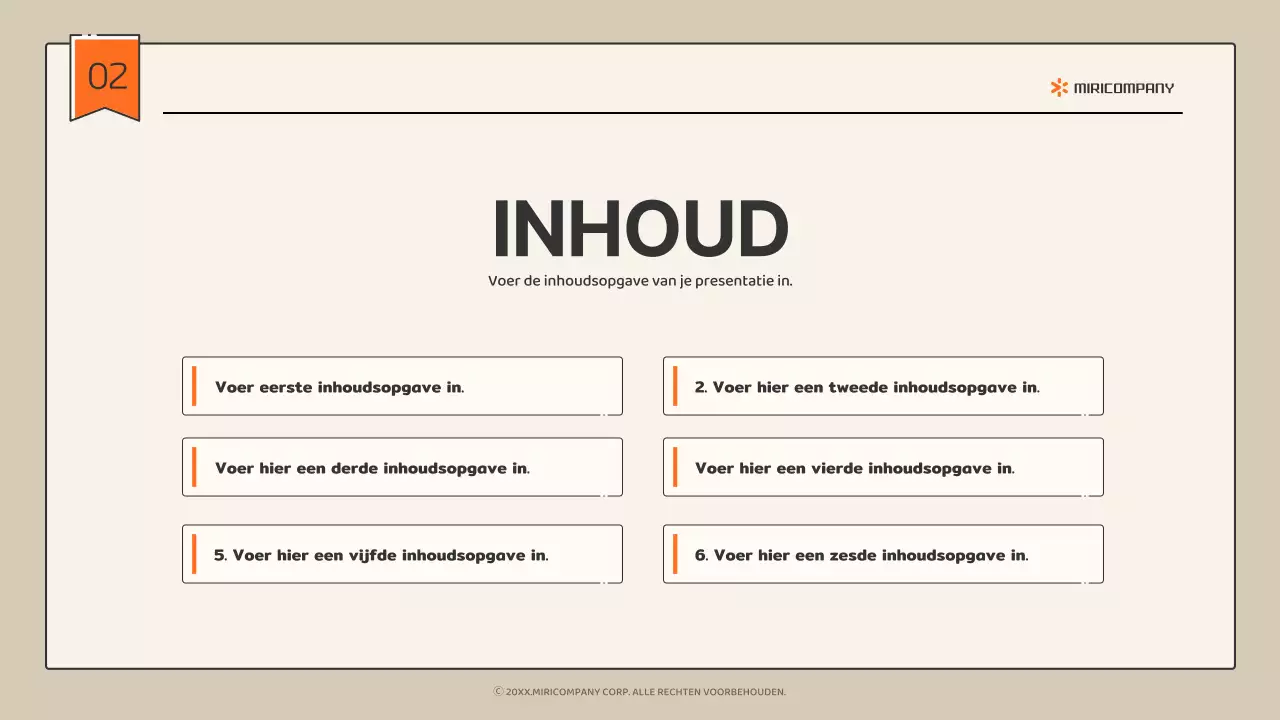 Eenvoudig infografisch bedrijfsprofiel in beige en oranje