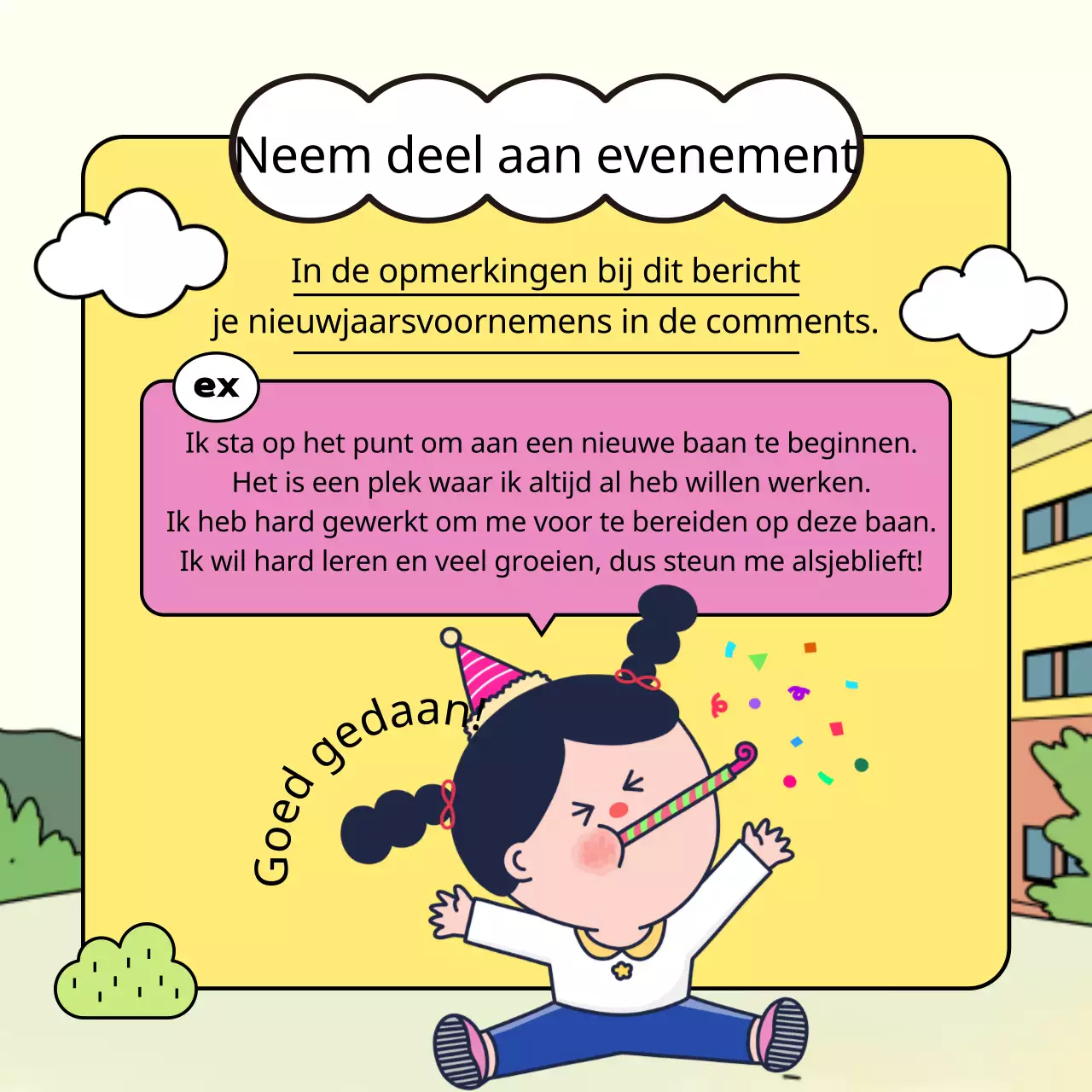 Back-to-school cheer in lichtblauw op het evenement