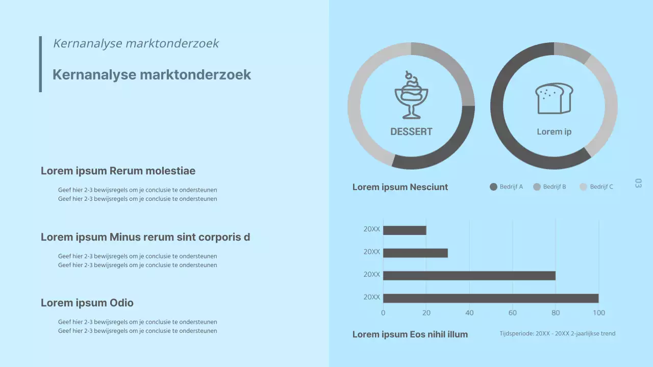 Eenvoudig marktonderzoeksrapport over voedingsmiddelen in zwart, wit en lichtblauw