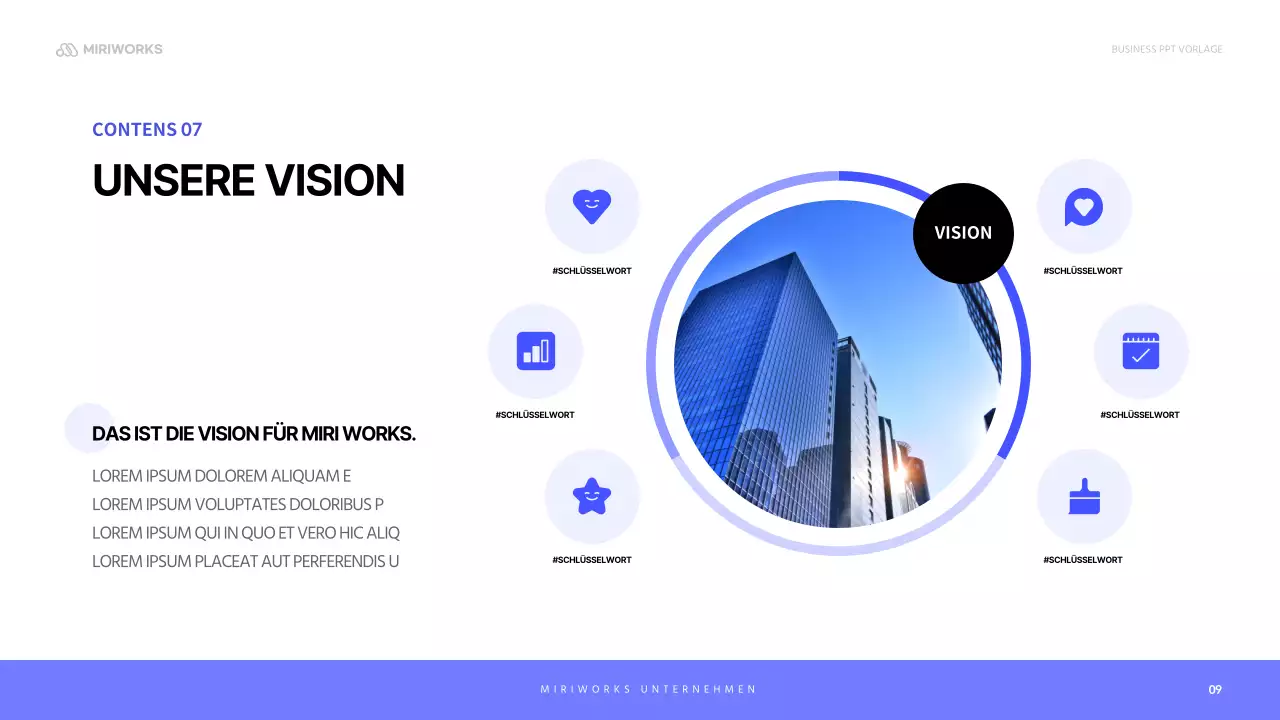 Ein einfaches blaues und lilafarbenes Anschreiben für ein Unternehmen