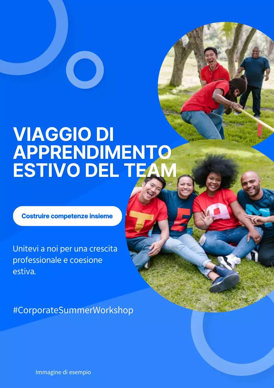 Annuncio di workshop aziendale geometrico blu e bianco