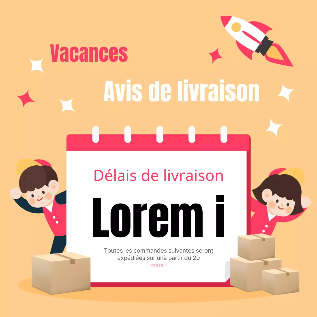 Annonces d'expédition pour les fêtes en jaune et rose vif