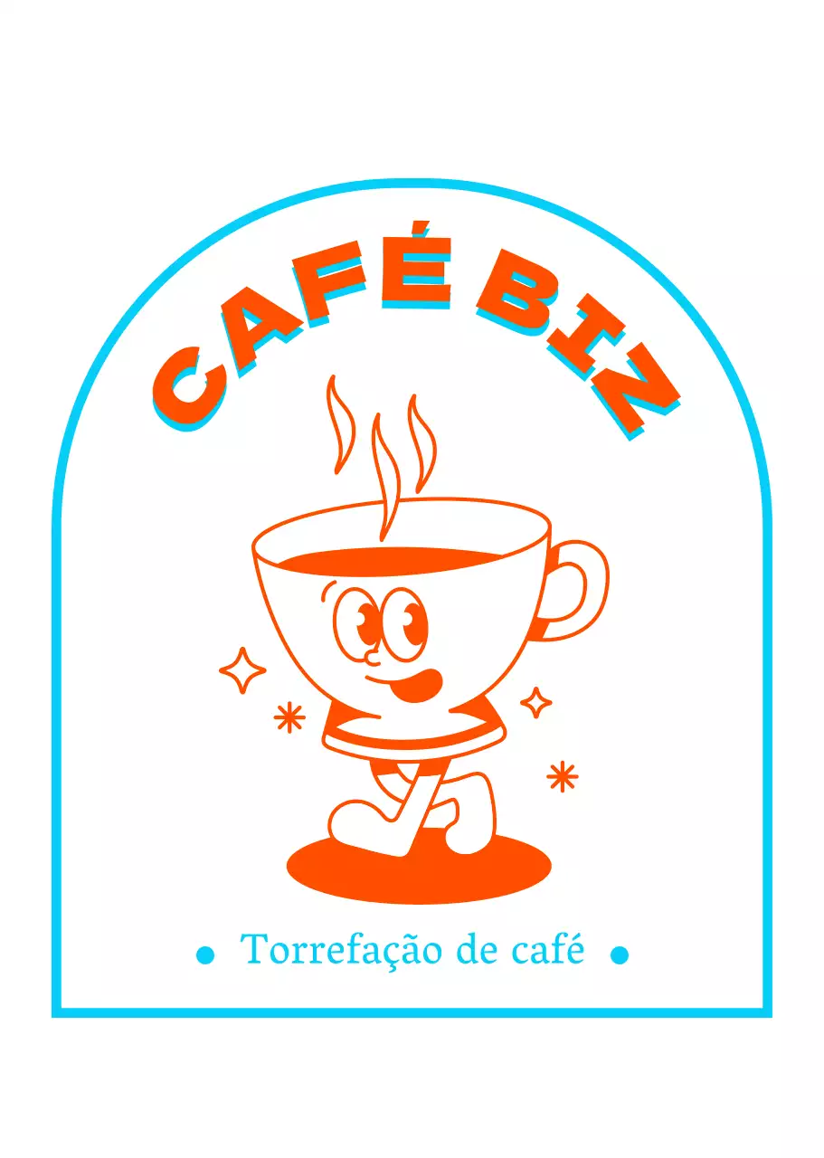 Ilustração de um carácter de café azul-vermelho