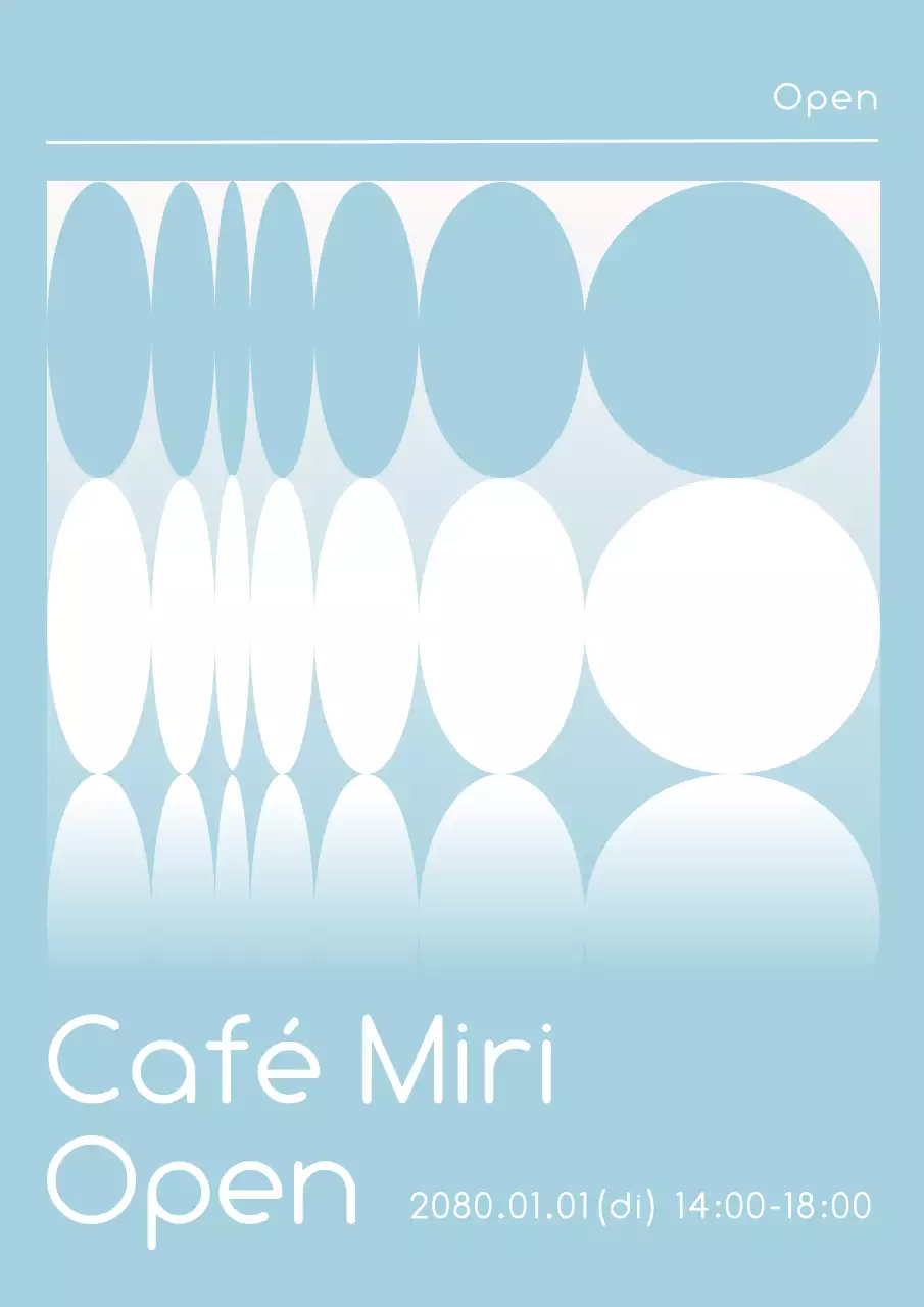 Promoot de opening van een modern café in lichtblauw