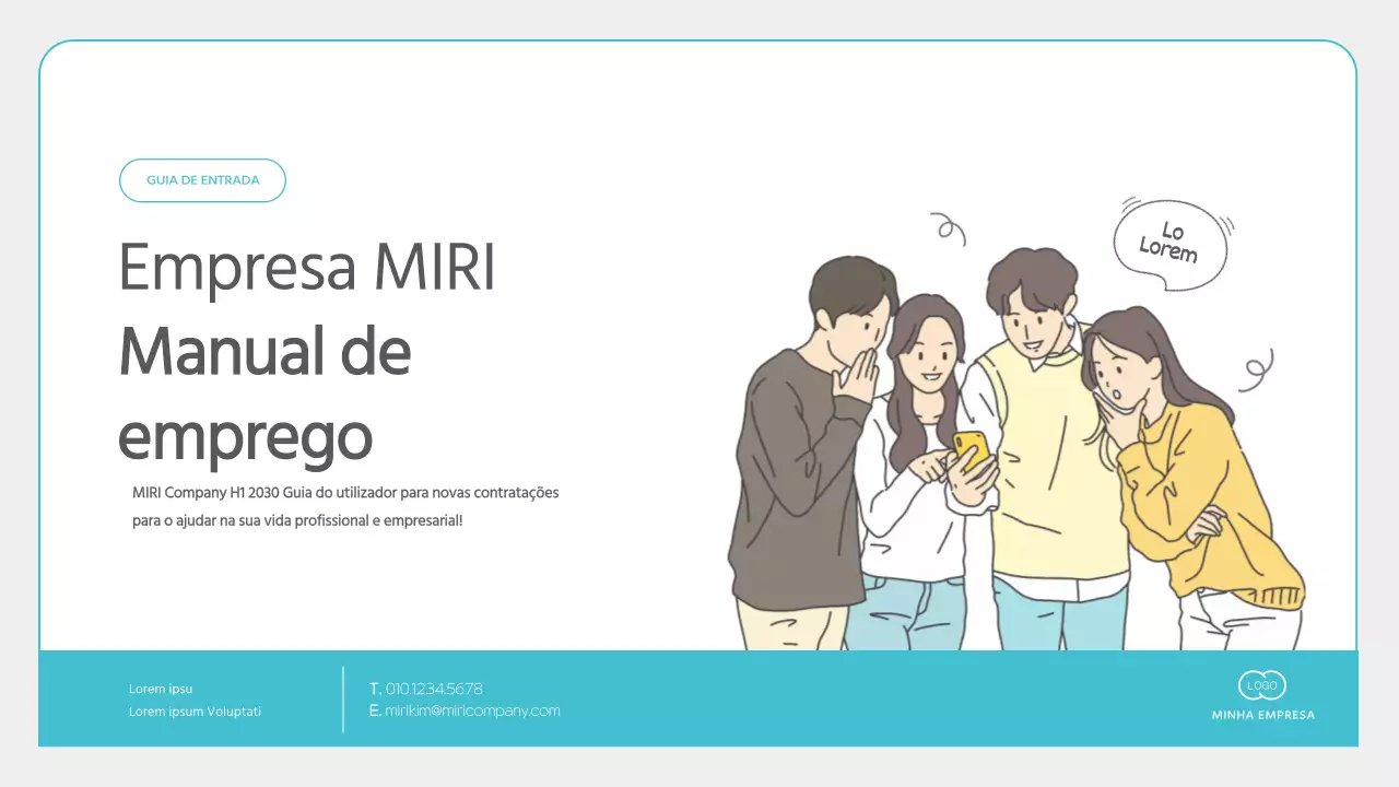 Materiais de formação minimalistas para novos contratados em azul claro e cinzento
