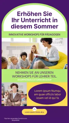 Geometrie-Sommer-Workshop-Anzeige in Lila und Limette