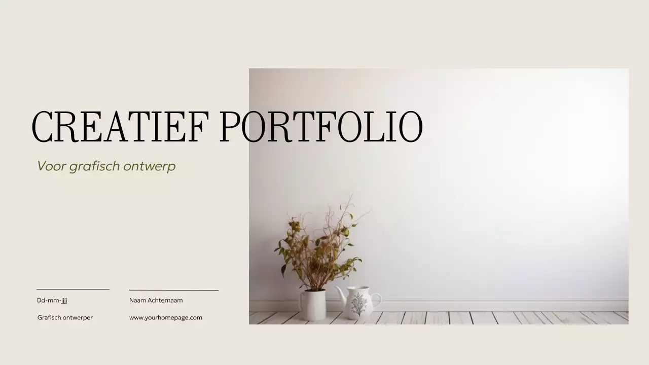 Beige en kaki minimalistisch creatief portfoliomateriaal
