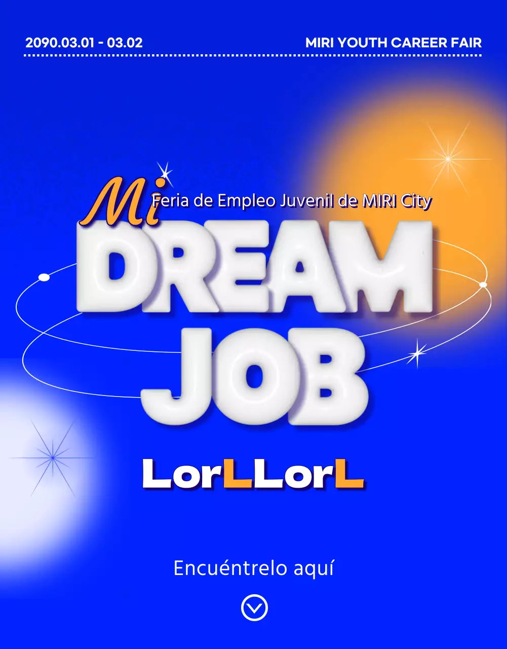 Promover una feria profesional inspirada en la ciencia ficción azul y naranja