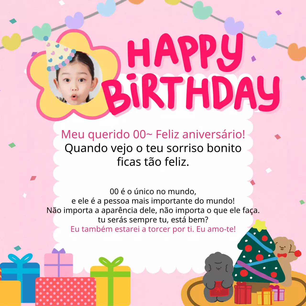 Papel de carta bonito de feliz aniversário em cor-de-rosa e rosa choque