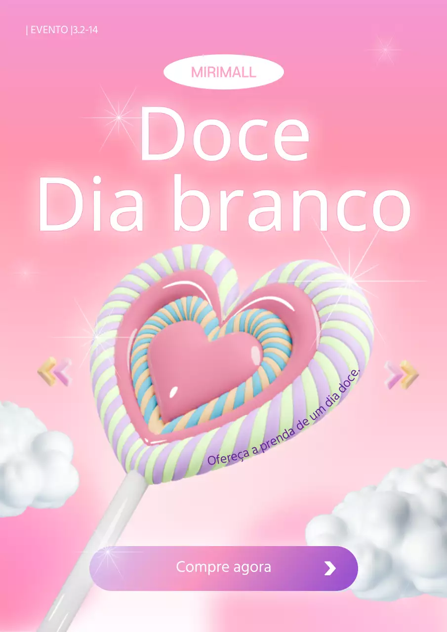 Promoção Kitschy do Dia Branco em cor-de-rosa e bora
