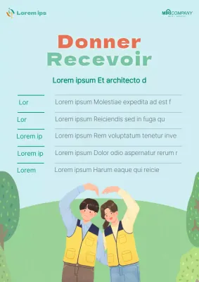 Une simple annonce de calendrier de volontariat en bleu clair et vert